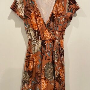 Derek Heart Brown and Orange Floral Mini Dress